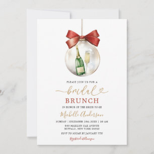 Elegant julgransprydnad Prosecco bröllopsbrunch Inbjudningar