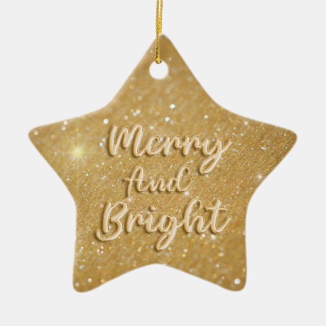 Elegant julgyllene glitter julgransprydnad keramik (Framsidan)
