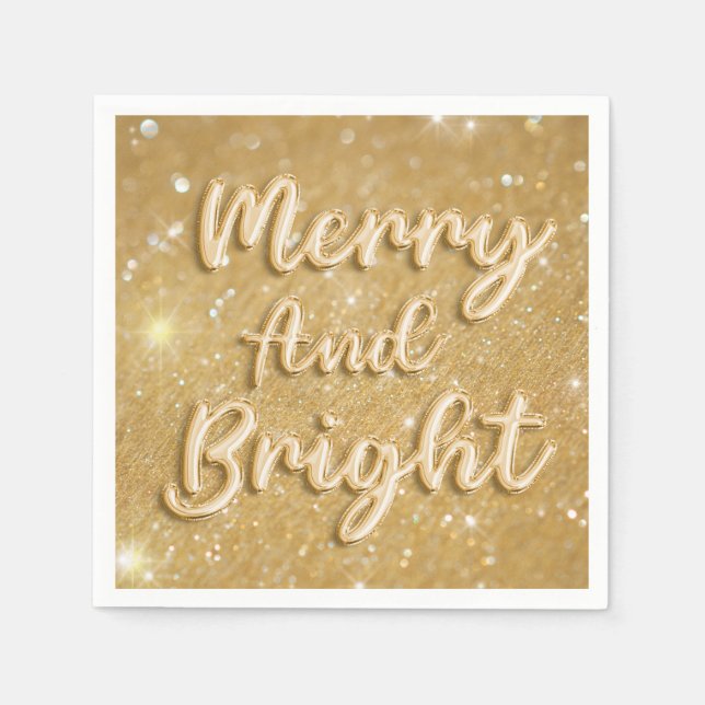 Elegant julgyllene glitter pappersservett (Framsidan)