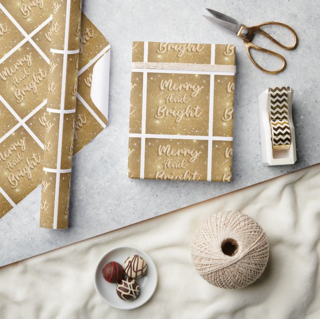 Elegant julgyllene glitter presentpapper (Hantverk)