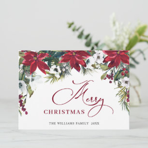 Elegant julhälsning med Poinsettia och Mistel Julkort