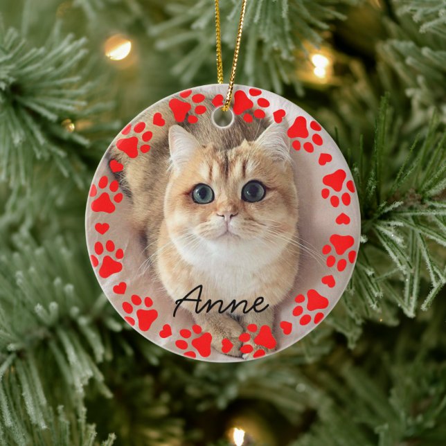 elegant julhelg Anpassad katt Foto     Julgransprydnad Keramik (Träd)