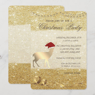 Elegant julhjort, Glittrig, Julfest Inbjudningar