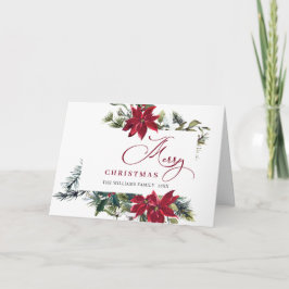 Elegant Julhögtidskort med Poinsettia och Mistel Helgkort