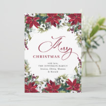 Elegant julhögtidskort med Poinsettia och Mistel