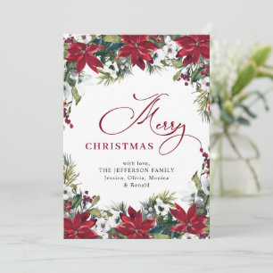 Elegant julhögtidskort med Poinsettia och Mistel Julkort