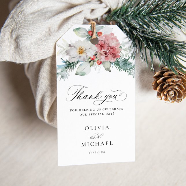 Elegant Juli-Blommigt Winter Wedding Favor Presentetikett (Skapare uppladdad)