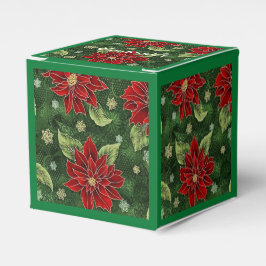 Elegant Juli Poinsettia Grönt Cube Favor Box Presentaskar