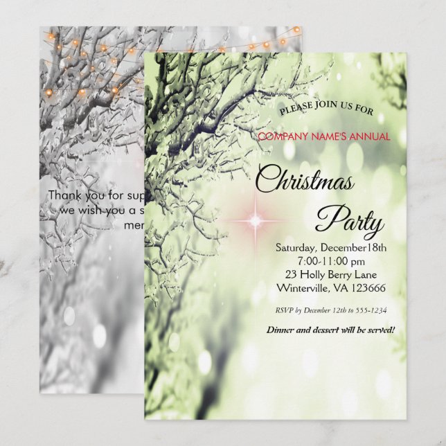 Elegant julinbjudan inbjudningar (Fram/baksida)