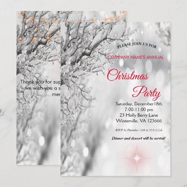 Elegant julinbjudan inbjudningar (Fram/baksida)