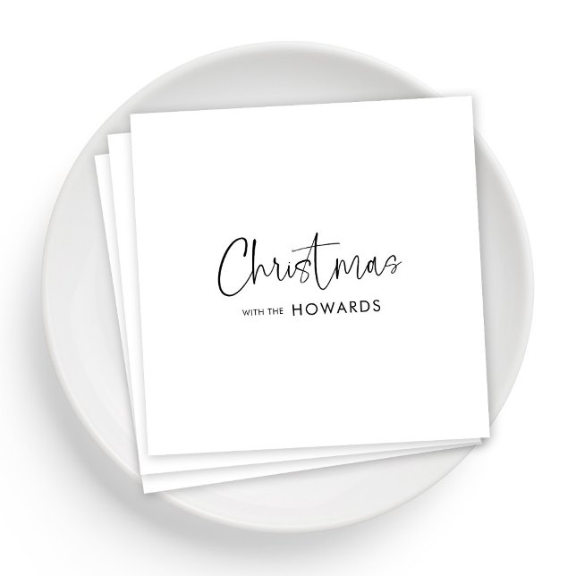 Elegant julklackor med svart hand pappersservett (Personalized Elegant Christmas Napkins with Black Hand Lettered)