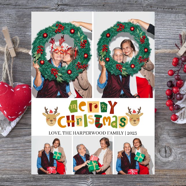 Elegant julklapp Familjefotokollage Helg Vykort (Skapare uppladdad)