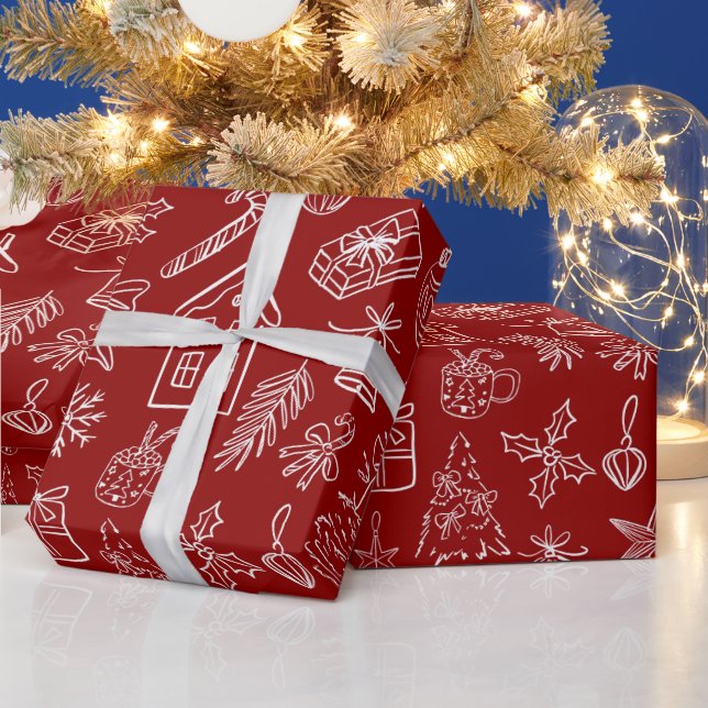 Elegant julklottpapper med teckningar presentpapper (Helgdagar)