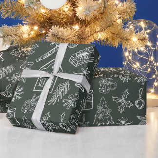 Elegant julklottpapper med teckningar presentpapper