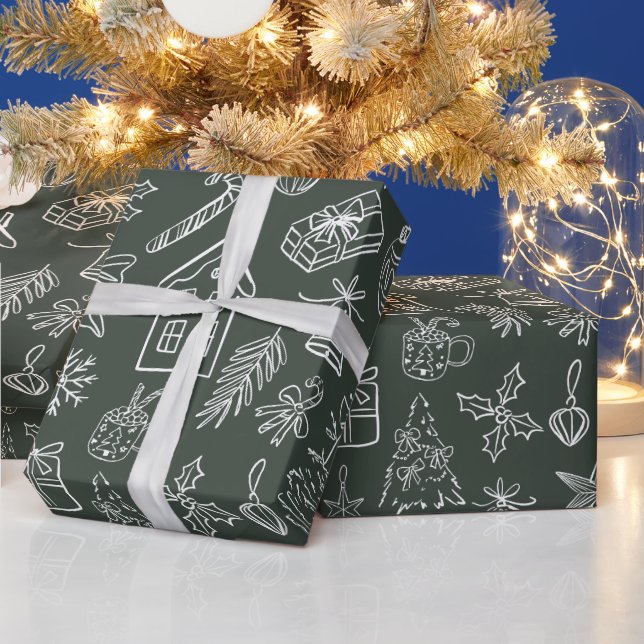 Elegant julklottpapper med teckningar presentpapper (Helgdagar)