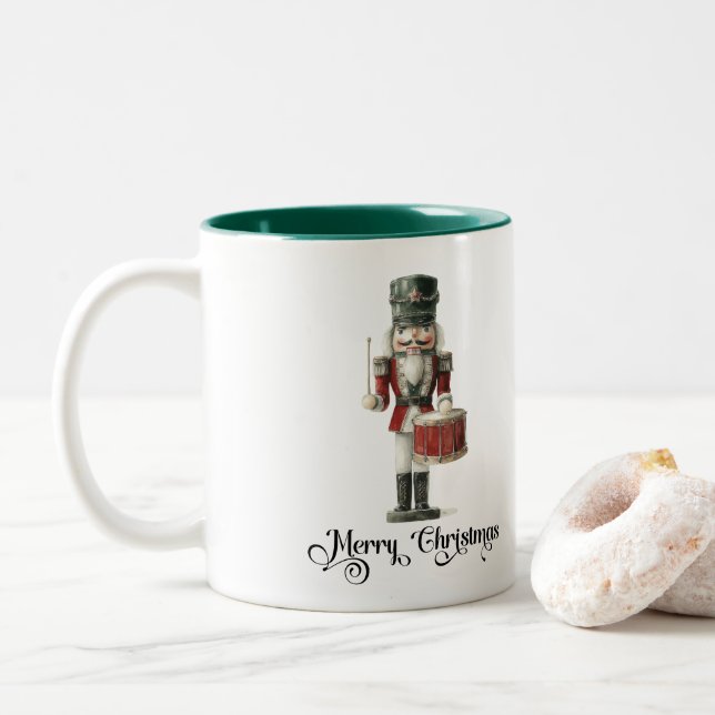 Elegant julknäckare i akvarell jul Två-Tonad mugg (Med munk)
