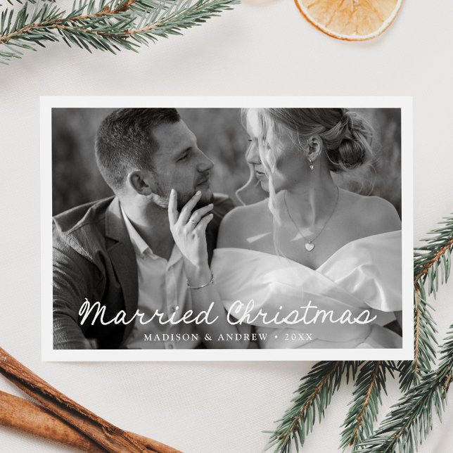 Elegant Julkort för Nygifta med Manus och Foto (Skapare uppladdad)