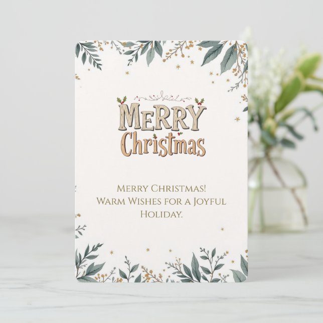 Elegant julkort med festlig lövverk. inbjudningar (Stående Fram)