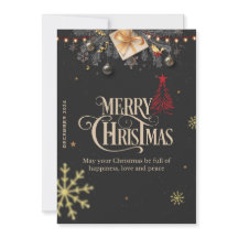 Elegant julkort med Guld och Röda dekan