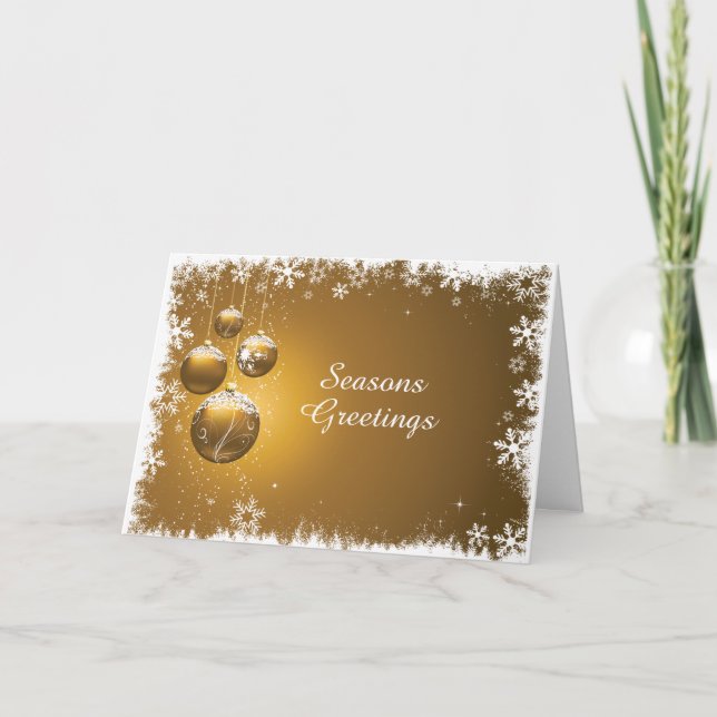 Elegant julkort med guld snöflinga gratulationer kort (Framsida)