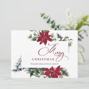 Elegant julkort med Poinsettia för företag