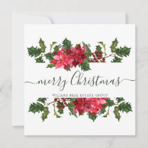 Elegant julkort med Poinsettia för företag