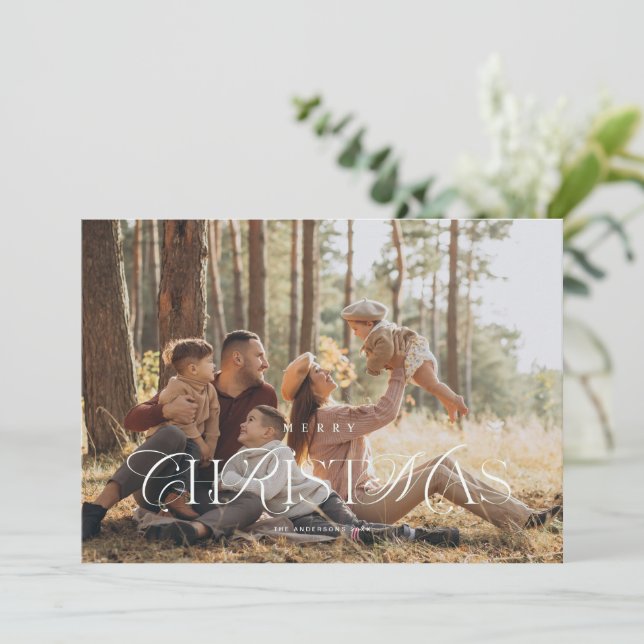 Elegant Julkort med Typografi Foto Inbjudningar (Stående Fram)