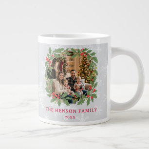 Elegant julkrans Glad jul familjefoto Jumbo Mugg