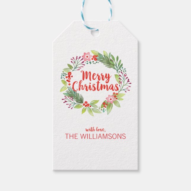 Elegant Julkrans - Helgdag för fotoutandning Presentetikett (Framsidan)