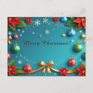 Elegant Julkrans 🎄✨ Julros Ornament Helg Vykort