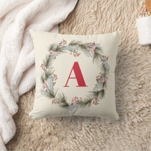 Elegant julkrans med anpassad monogram kudde