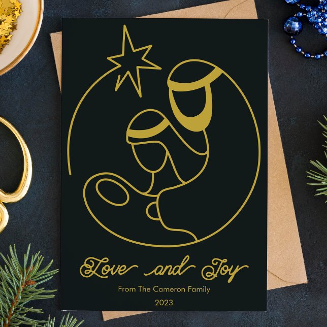 Elegant julkrubba religiös jul flat julkort (Skapare uppladdad)