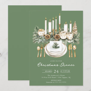 Elegant Julmiddagsinbjudan med Ljus Inbjudningar