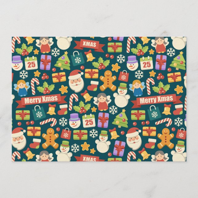 Elegant julmönster - Glad jul design Inbjudningar (Framsida)