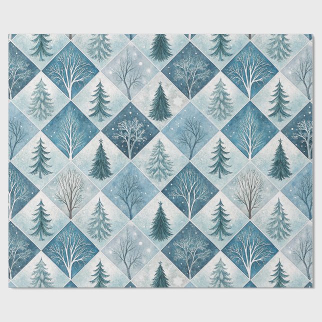 Elegant julpapper med rutigt mönster (Platt)