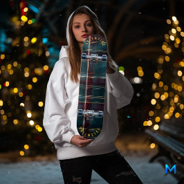 Elegant Julpinne i Burgundy och Teal Mini Skateboard Bräda 18,5 Cm