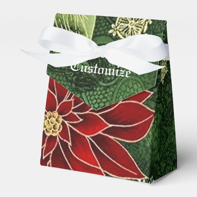 Elegant julpoinsettia presentlåda (Framsidan Sidan)