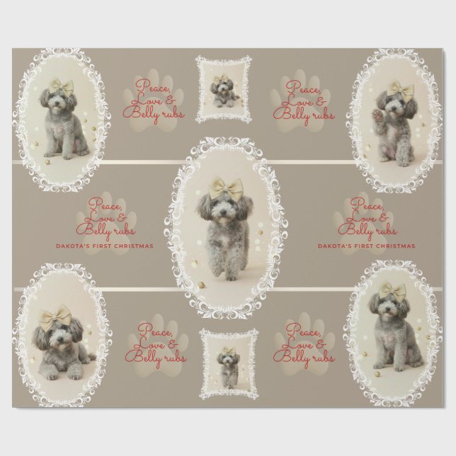 Elegant julpresentpapper med valp (beställ efter ö presentpapper (Platt)