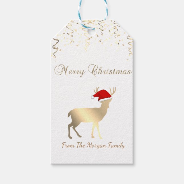 Elegant, julrenar, konfetti presentetikett (Framsidan)