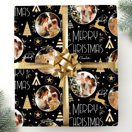 Elegant: Julrener Photo Collage Black Presentpapper
