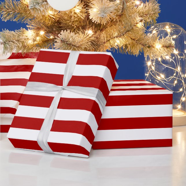 Elegant Julrött stripe-inslagning Papper Presentpapper (Helgdagar)