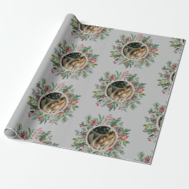 Elegant Julrundan Ram Photo Silver Presentpapper