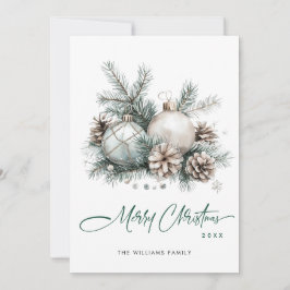 Elegant Julsalong Grönt Ornament Hälsning Julkort