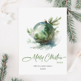 Elegant Julsalong Grönt Ornament Hälsning Julkort