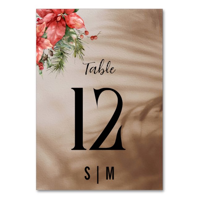 Elegant julstjärna blommig bukett bordsnummer (Framsidan)