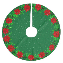 Elegant julstjärna blommig krans på grönt julgransmatta borstad polyester