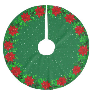 Elegant julstjärna blommig krans på grönt julgransmatta borstad polyester