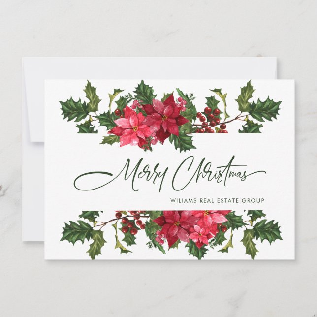 Elegant Julstjärna Jul Firman Hälsning Julkort (Framsida)