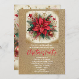 Elegant Julstjärna och guldglitter Inbjudningar