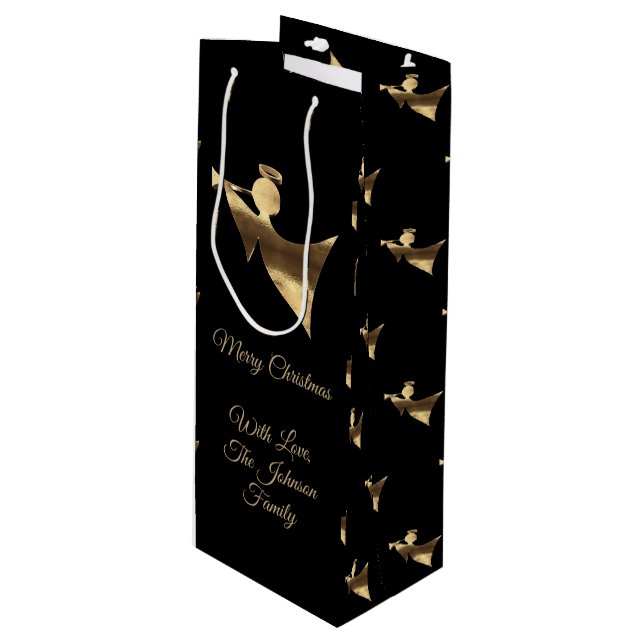 Elegant Jultrumpet Angel Black Guld-utseende (Framsidan Vinklad)